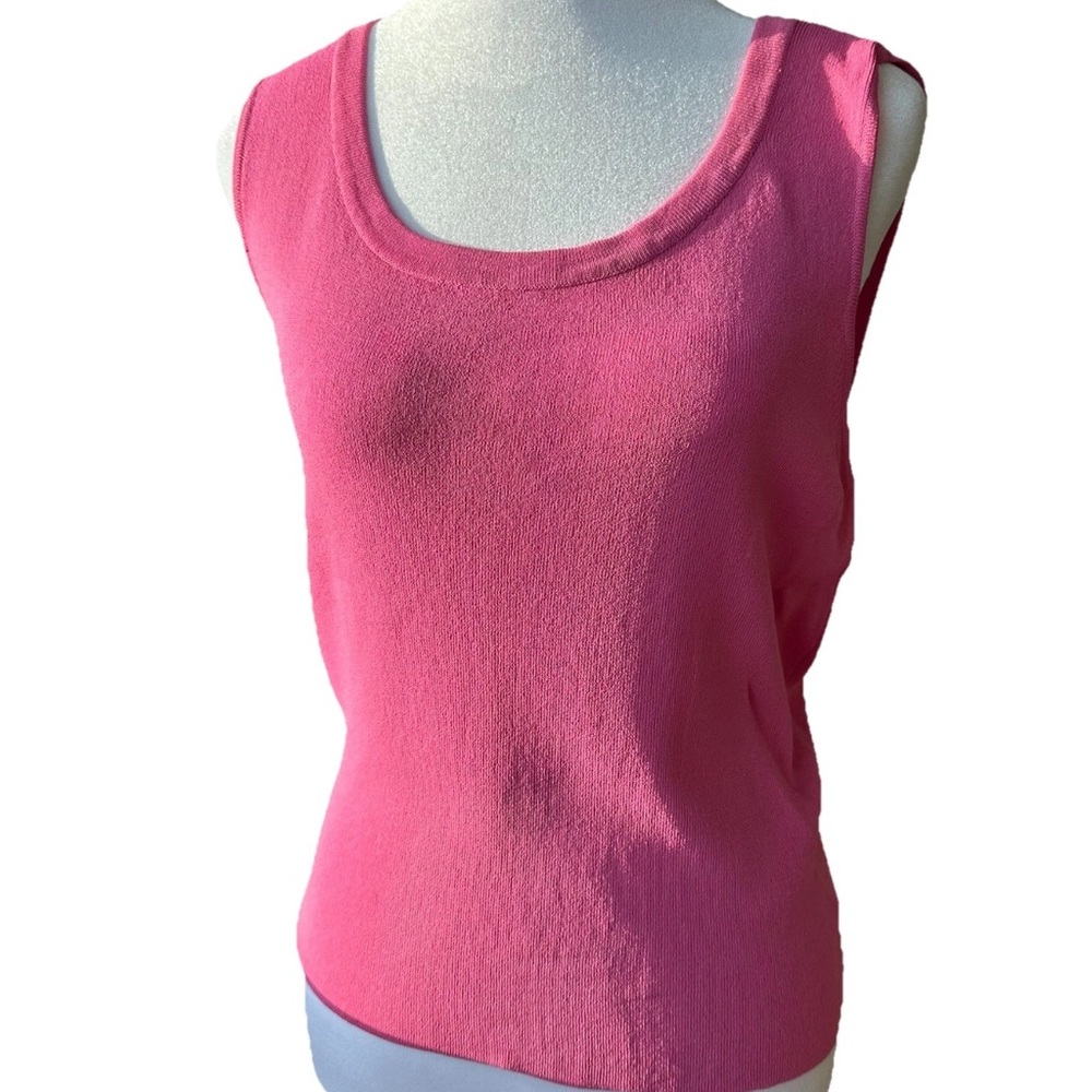 Laura Ashley Petite Pink Sleeveless Knit Tank Top PL Scoop Neck Soft